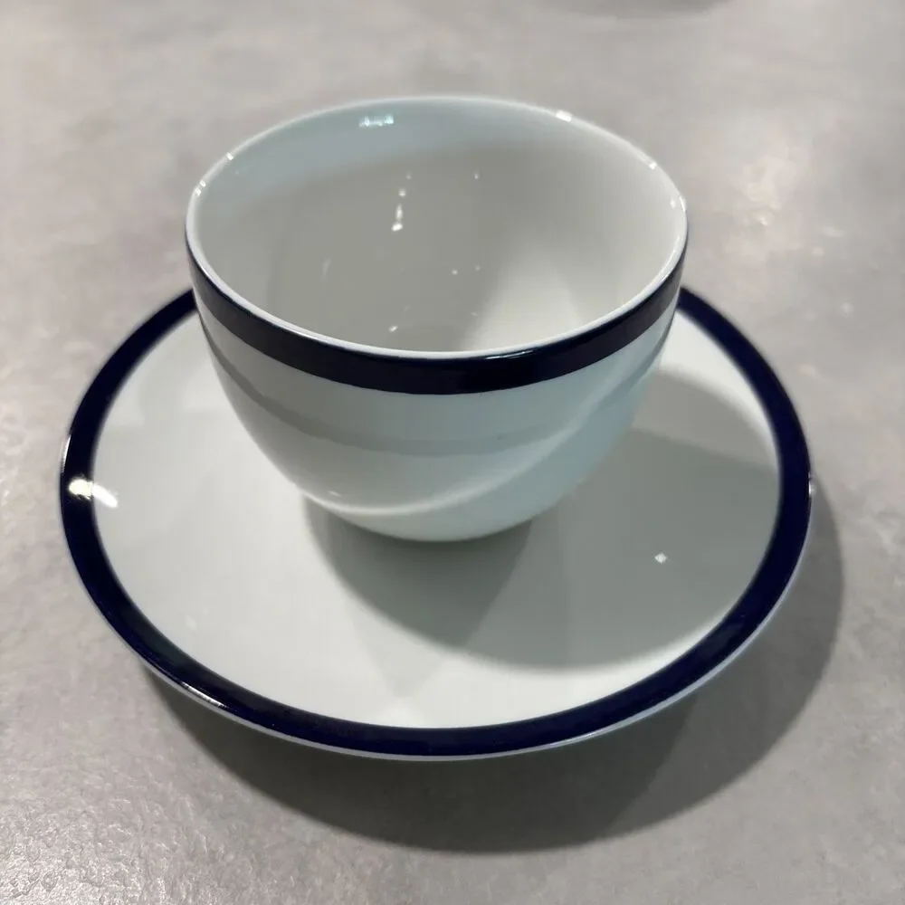 Williams-Sonoma Brasserie Blue Flat Cup Saucer Set Japan